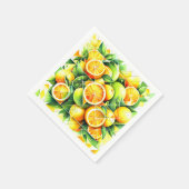Orange Lemon Botanical Citrus Geometric スタンダードカクテルナプキン (角)