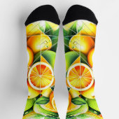 Orange Lemon Botanical Citrus Geometric ソックス (上部)
