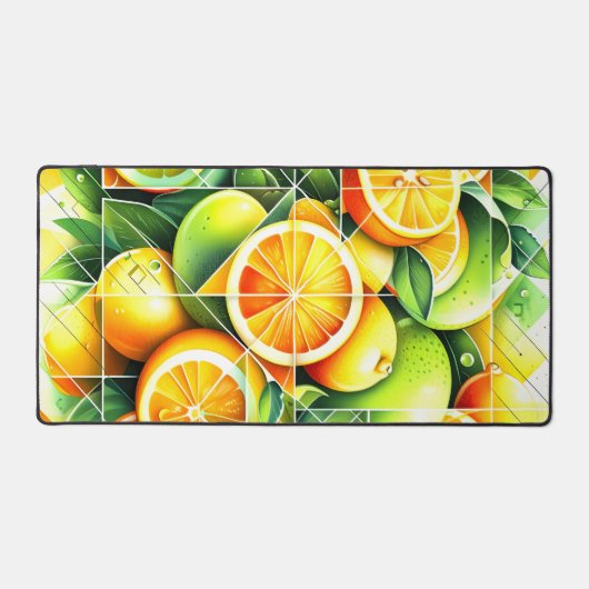 Orange Lemon Botanical Citrus Geometric デスクマット (正面)