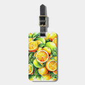 Orange Lemon Botanical Citrus Geometric ラゲッジタグ (正面縦)