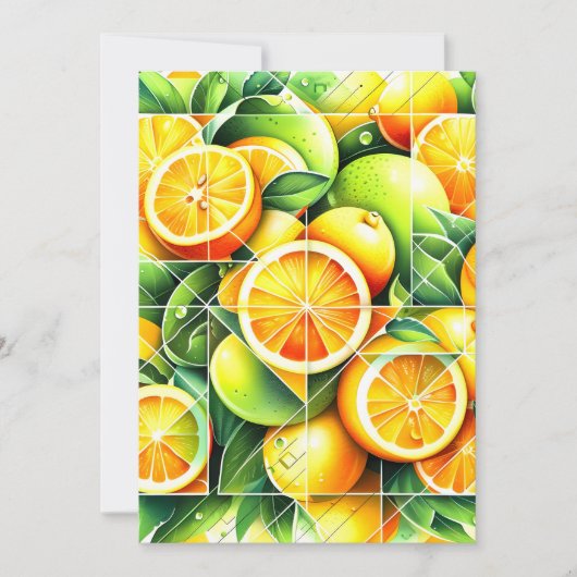Orange Lemon Botanical Citrus Geometric 案内状 (正面)