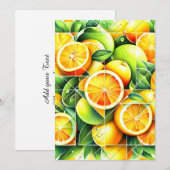 Orange Lemon Botanical Citrus Geometric 案内状 (正面/裏面)