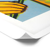 Orange & Light Blue Matchbox Labels Grid Print ポスター (角)