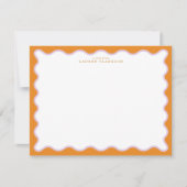 Orange & Lilac Wavy Frame Note Card with Striped E 招待状 (正面)