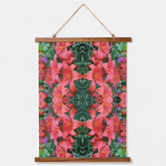 Orange Lilies Abstract Pattern 吊り下げ型タペストリー (正面)