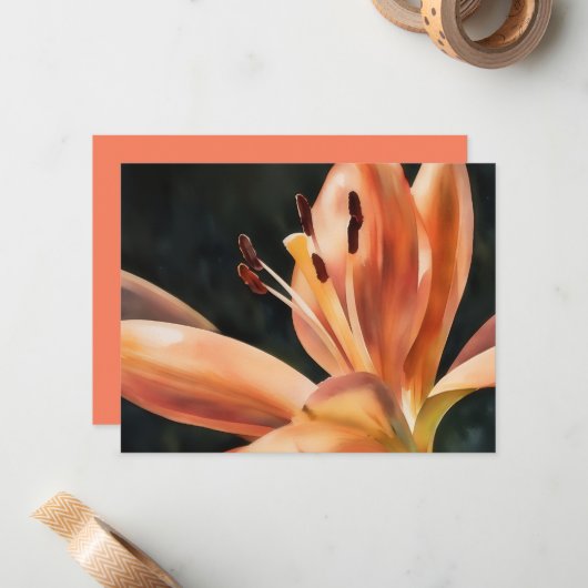Orange Lily Flower Art Note Card Set ノートカード (正面/裏面インサイチュ)