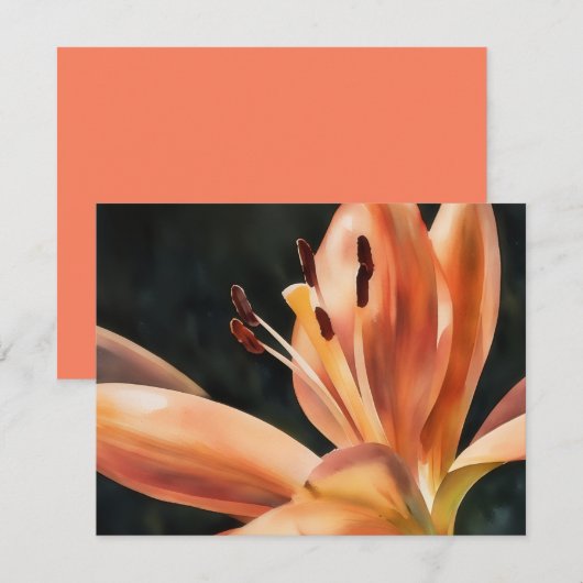 Orange Lily Flower Art Note Card Set ノートカード (正面/裏面)