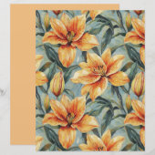 Orange Lily on Sage Green Scrapbook Paper (正面/裏面)