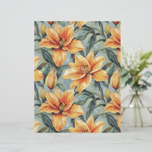 Orange Lily on Sage Green Scrapbook Paper (スタンド正面)