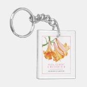 Orange Lily Wedding personalized guest keepsake キーホルダー (正面左)