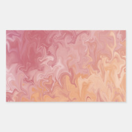 Orange Liquid Marble Abstract Pattern 長方形シール