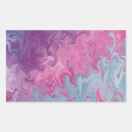 Orange Liquid Marble Abstract Pattern 長方形シール