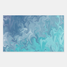 Orange Liquid Marble Abstract Pattern 長方形シール