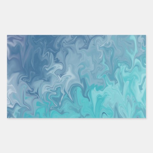 Orange Liquid Marble Abstract Pattern 長方形シール (正面)