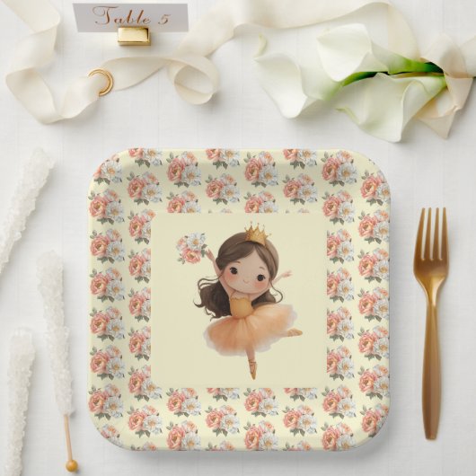 Orange Little Princess Ball ペーパープレート (ウェディング)