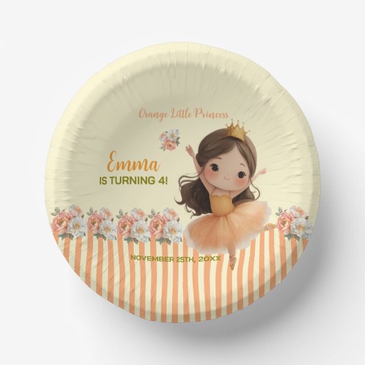 Orange Little Princess Ball Paper Bowls ペーパーボウル (正面)