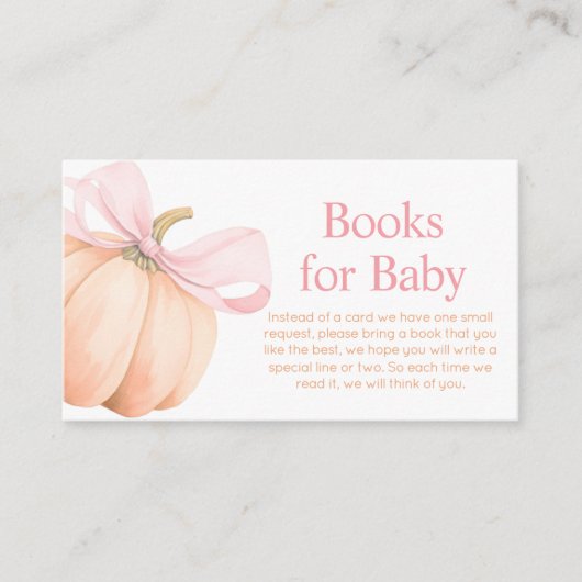 Orange Little Pumpkin Baby Shower Books for Baby エンクロージャーカード (正面)