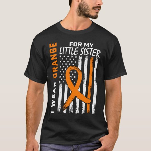 Orange Little Sister Leukemia Awareness Flag Sibli Tシャツ (正面)