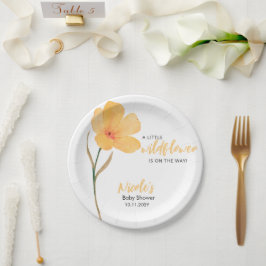 Orange Little Wildflower On the Way Baby Shower ペーパープレート