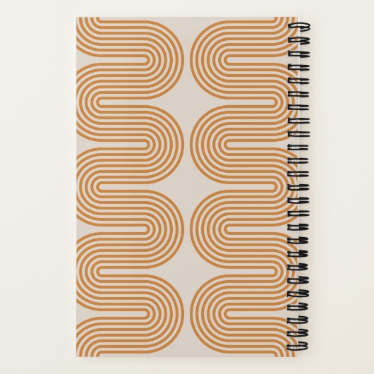 Orange Lombard Wavy Lines Modern Custom Notebook ノートブック (裏面)