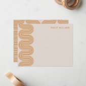 Orange Lombard Wavy Lines Modern Stationery Card ノートカード (正面/裏面インサイチュ)