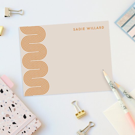 Orange Lombard Wavy Lines Modern Stationery Card ノートカード