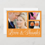 Orange Loveの感謝してい3結婚枚の写真のハガキモダンー ポストカード (正面/裏面)
