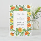 Orange Marigold Botanical Autumn Wedding 招待状 (スタンド正面)