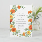 Orange Marigold Botanical Wedding 招待状 (スタンド正面)