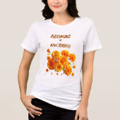 ORANGE MARIGOLD FLORAL WOMEN'S WHITE SHORT SLEEVES トライブレンドTシャツ (正面)