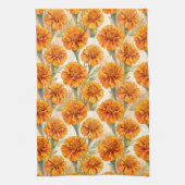 Orange marigold flowers pattern キッチンタオル (縦)