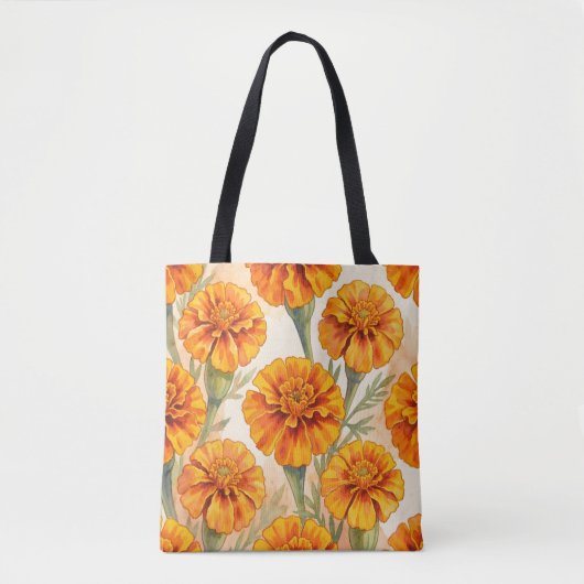 Orange marigold flowers pattern トートバッグ (正面)