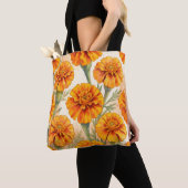 Orange marigold flowers pattern トートバッグ (クローズアップ)