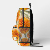 Orange marigold flowers pattern プリントバックパック (右)