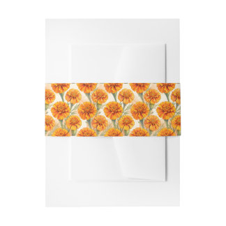 Orange marigold flowers pattern 招待状ベリーバンド