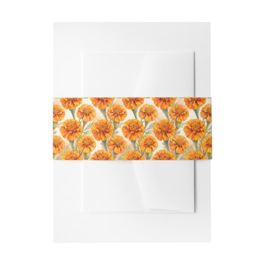 Orange marigold flowers pattern 招待状ベリーバンド (正面例)