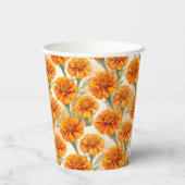 Orange marigold flowers pattern 紙コップ (裏面)
