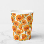 Orange marigold flowers pattern 紙コップ (右)