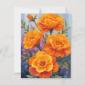 Orange Marigolds | October Flower Watercolor Card (正面)