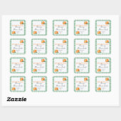 Orange Marmalade Jar Label Personalized Gingham  スクエアシール (シート)