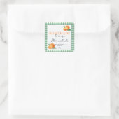 Orange Marmalade Jar Label Personalized Gingham  スクエアシール (バッグ)