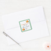 Orange Marmalade Jar Label Personalized Gingham  スクエアシール (封筒)