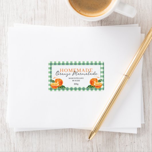 Orange Marmalade Jar Label Personalized Gingham  ラベル (インサイチュ)