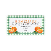 Orange Marmalade Jar Label Personalized Gingham  ラベル (正面)