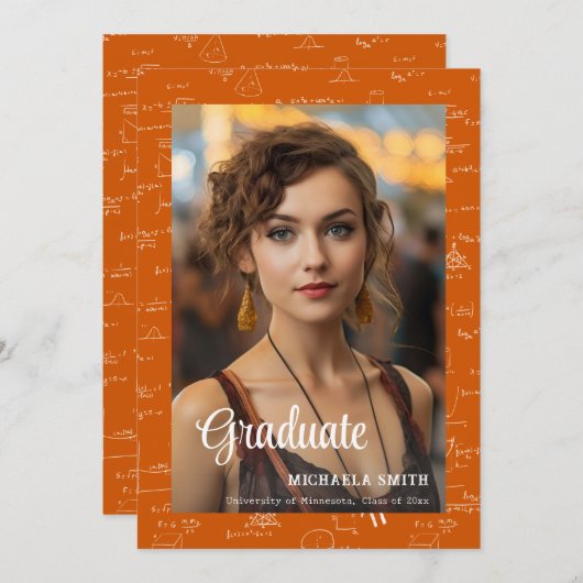 Orange Math College Script Photo Graduation 案内状 (正面/裏面)