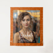 Orange Math Handwritten Script Photo Graduation  タペストリー (正面)