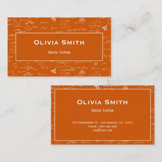 Orange Math Tutor Teacher Formula 名刺 (正面/裏面)