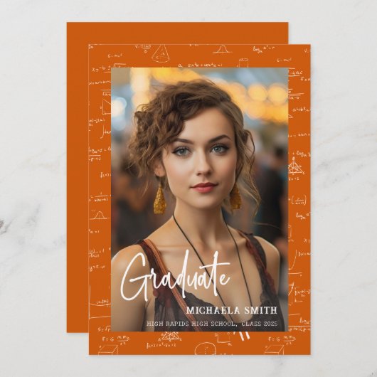 Orange Mathematics Photo Graduate Class of 2026 案内状 (正面/裏面)