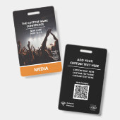 Orange Media Access Pass QR Code Custom Conference バッジ (正面&裏面)