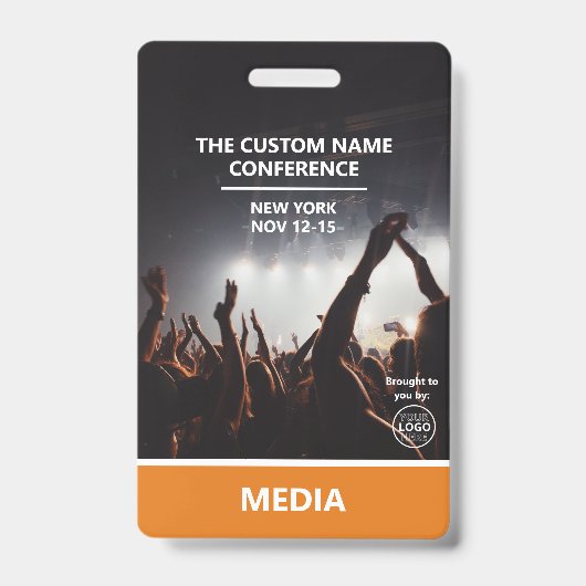 Orange Media Access Pass QR Code Custom Conference バッジ (正面)